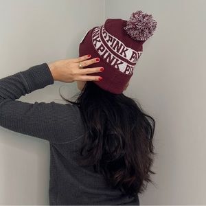 PINK Victoria’s secret beanies OS size